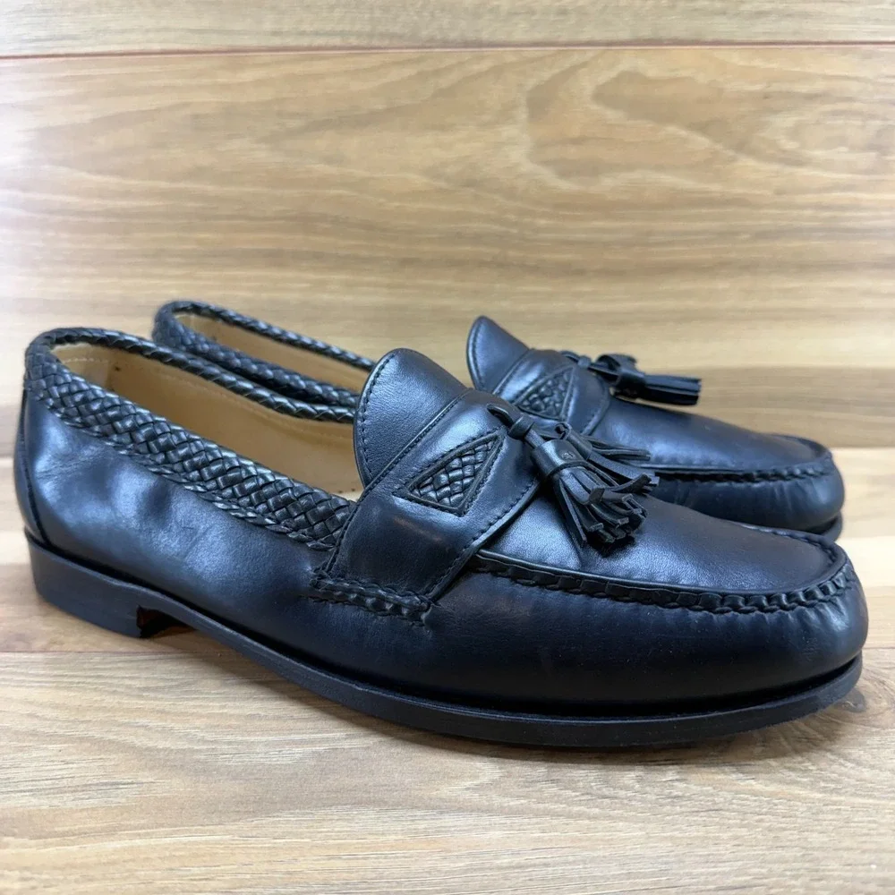 Allen Edmonds Maxfield Tassel Moc Toe Loafers 10 D Black Preppy Ivy Business‎